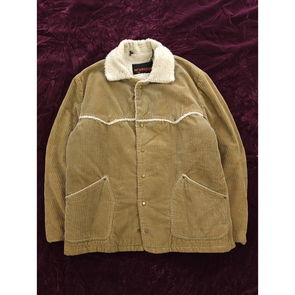 Vintage 1970s McGregor Tan Corduroy Sherpa Lined Western Marlboro‎ Jacket 46